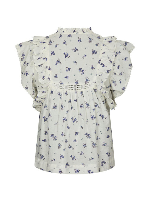 Jayla small blossom top white blue M