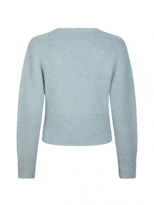 Kilua fluffy wrap knit blouse lt blue XS