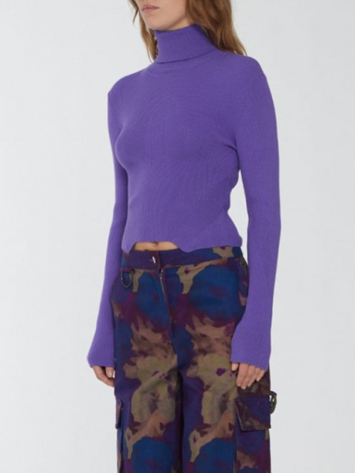 Knit cropped sweater bright purple 