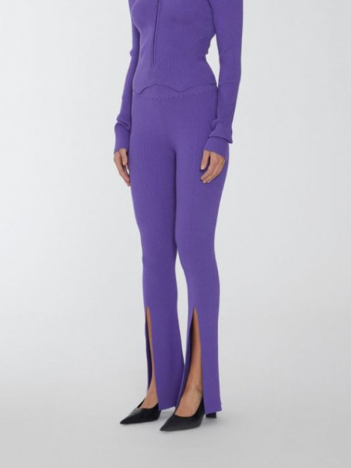 Knit slit pants bright purple 