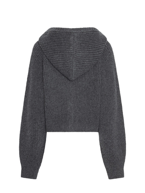Knit boxy hoodie gray pinstripe 