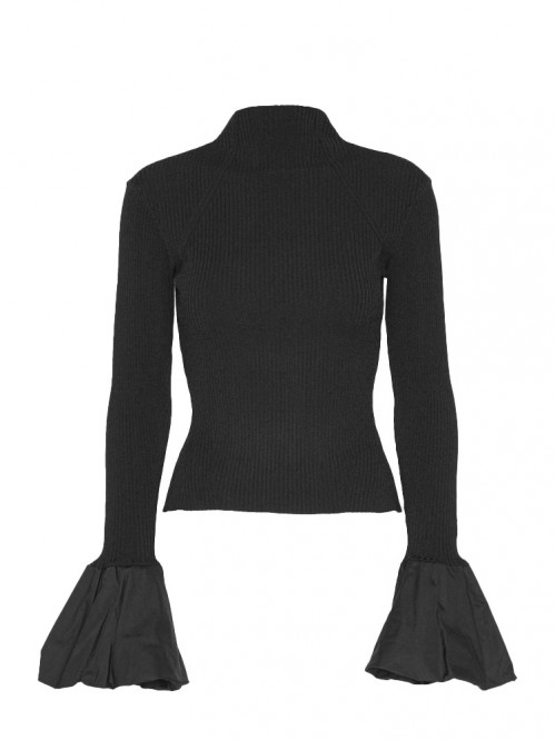 Knit high neck top black 