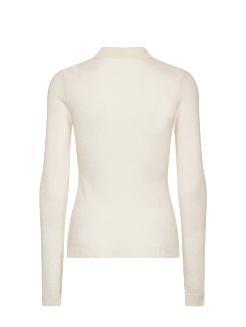 Knitted polo top egret 