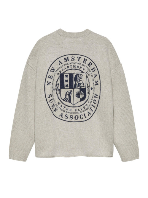 Knitted stamp crewneck pullover grey mel 