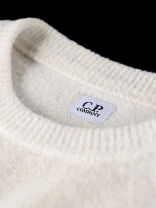 Knitwear crew neck fleece white melange 