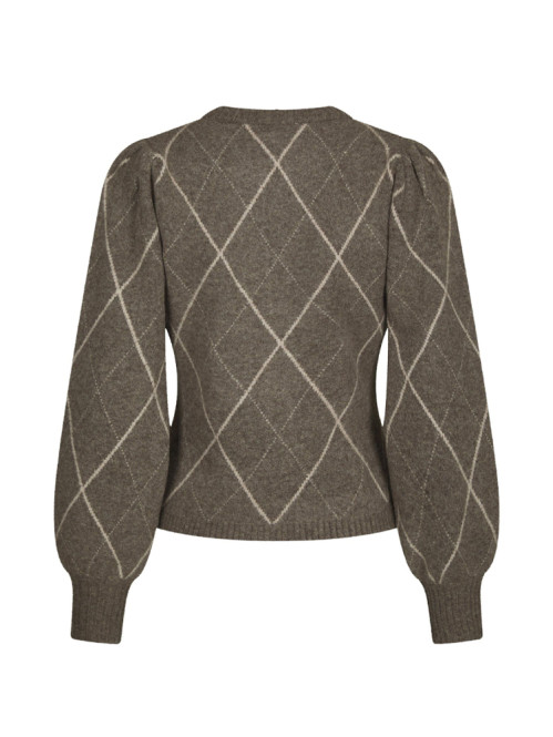 Koteas check knit cardigan taupe 