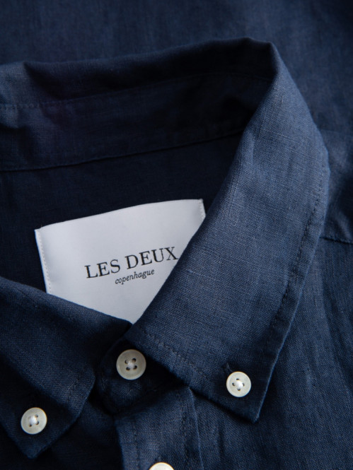 Kris linen ss shirt navy M