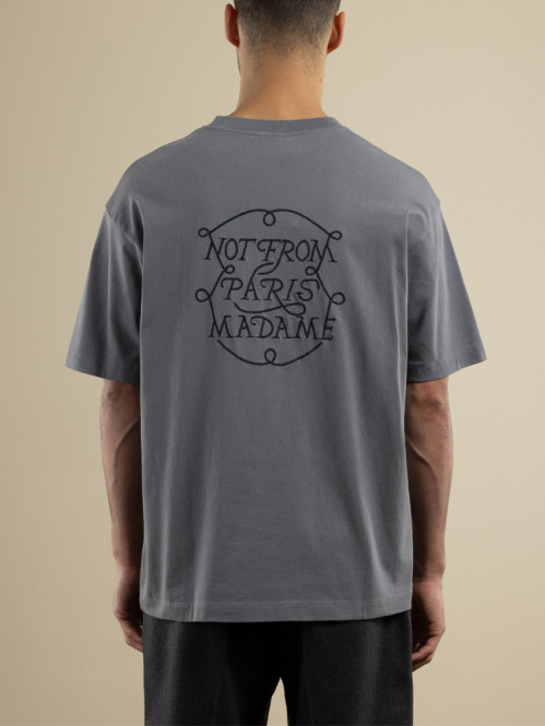 Le t-shirt slogan tresses slate blue 