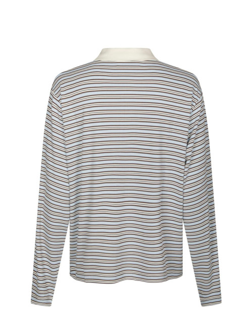 Lirenne striped polo blouse lt blue 
