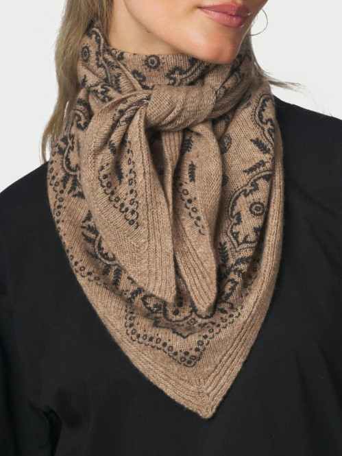 Lolana paisley knit scarf beige mel 