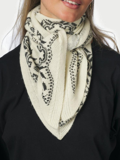 Lolana paisley knit scarf off white 
