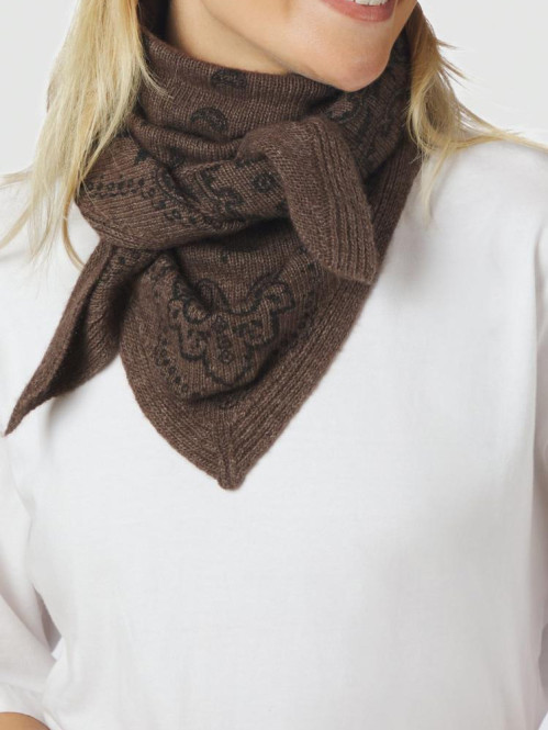 Lolana paisley knit scarf brown mel 