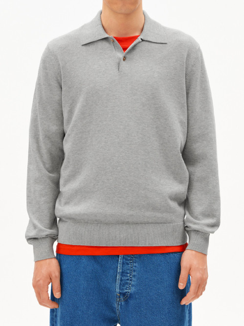Knit longsleeve polo silver mel 