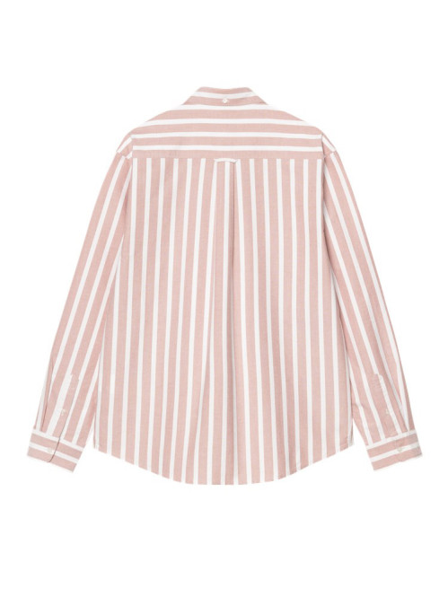 Deven ls shirt deven stripe oxide red wht 
