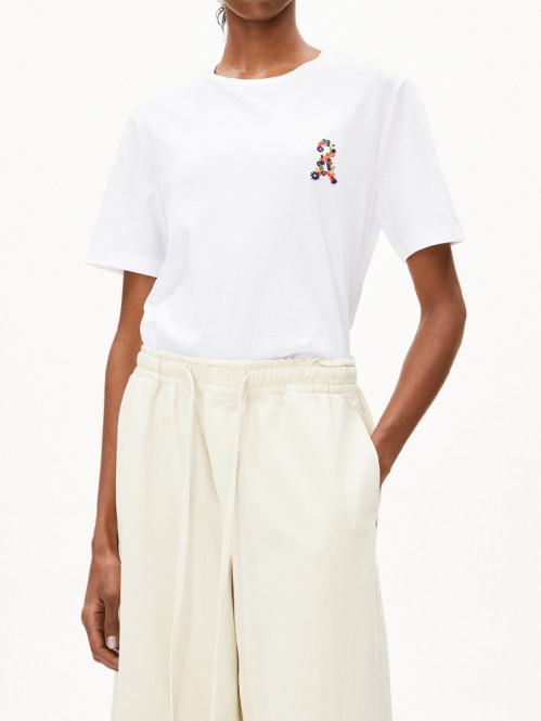 Lualaa flower t-shirt wht multi 