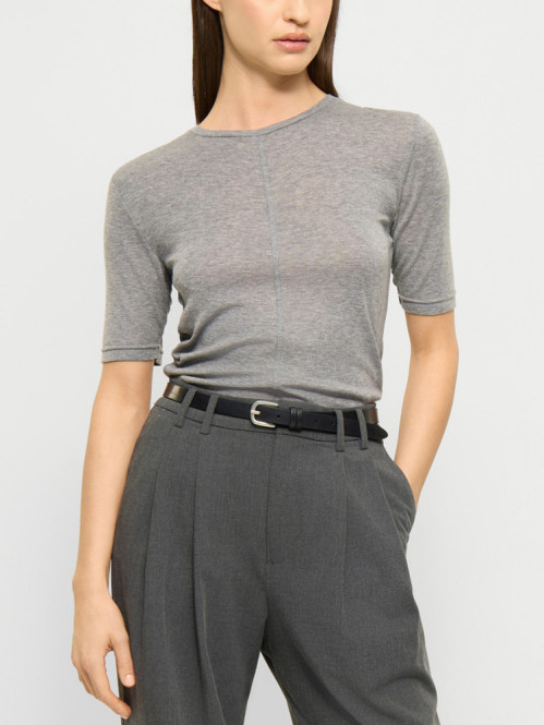Lyocell wool short sleeve top mid grey 