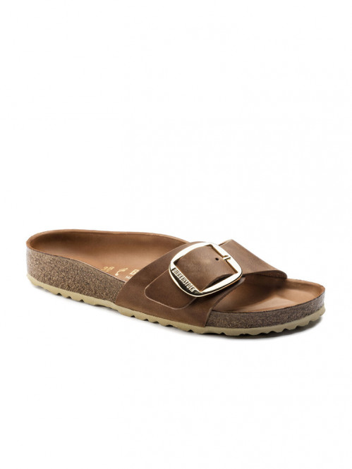 Madrid big buckle sandals cognac 