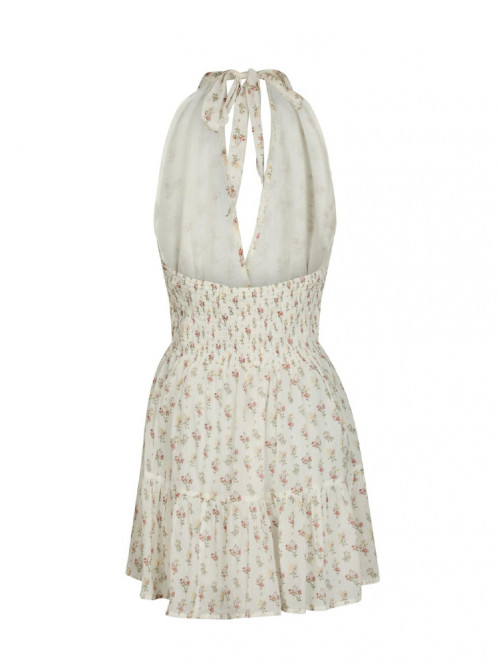 Magda fine print dress creme 