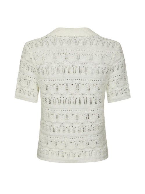 Marisini stitch polo knit top off white 