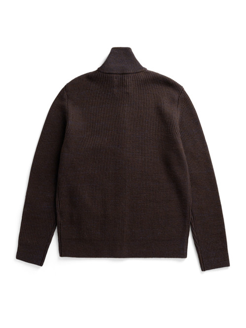 Hagen wool cotton rib cardigan dk purple 