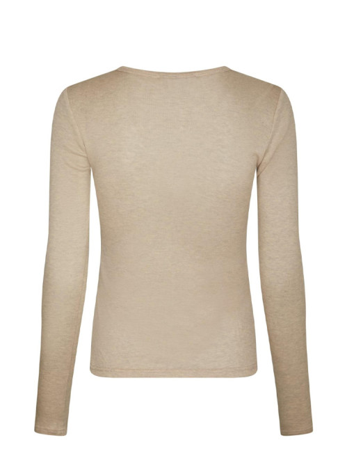 Nella fine rib blouse beige mel 