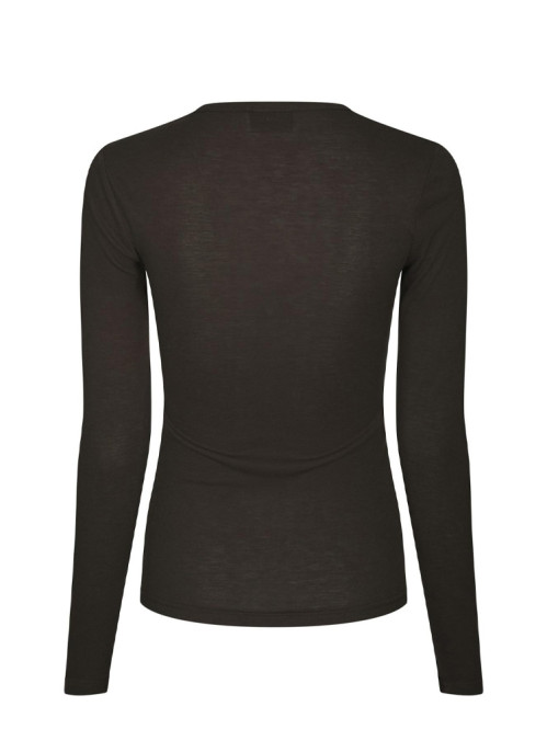 Nella fine rib blouse dark brown 