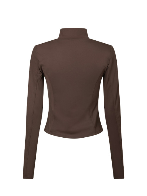 Nolana zip blouse chocolate brown 