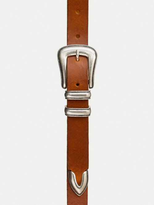 Western silver belt toffee brown 