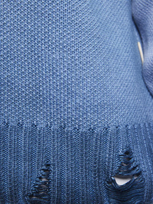 Oil washed knit sweater blue 