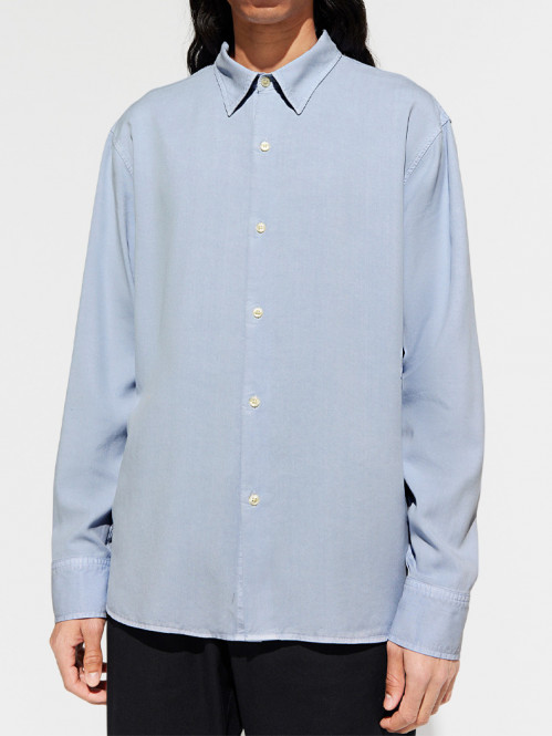 Ossian garment dyed tencel shirt lt blue 