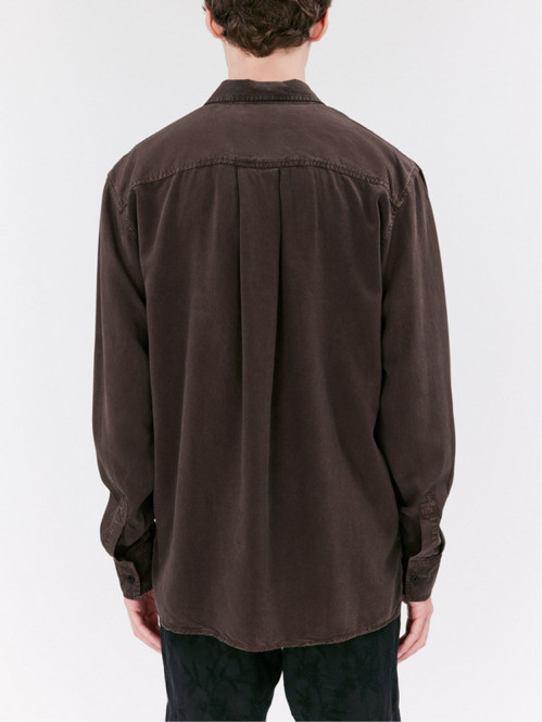 Ossian garment dyed tencel shirt dk coffee 