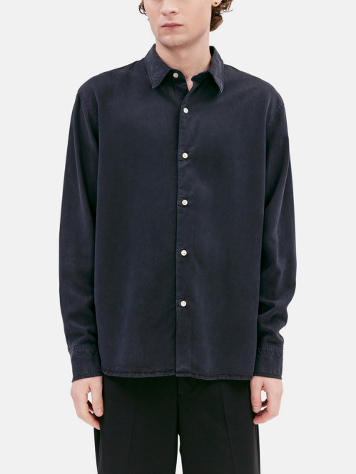 Ossian garment dyed tencel shirt dk navy 