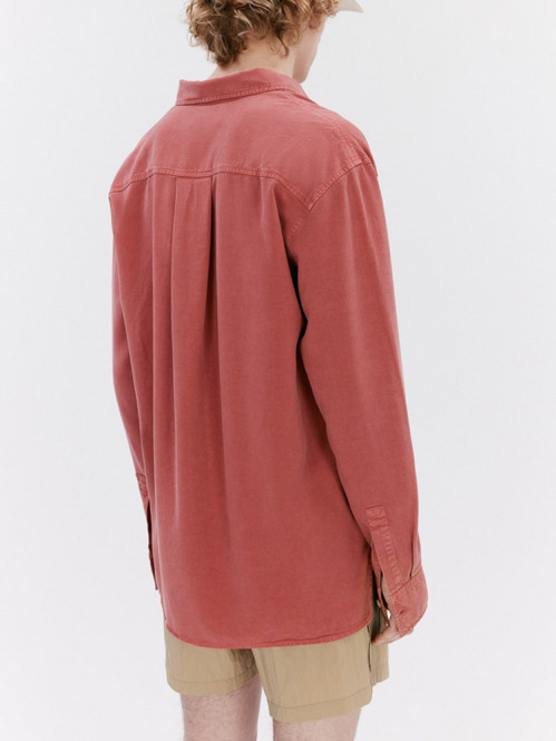 Ossian garment dyed tencel shirt raspberry L