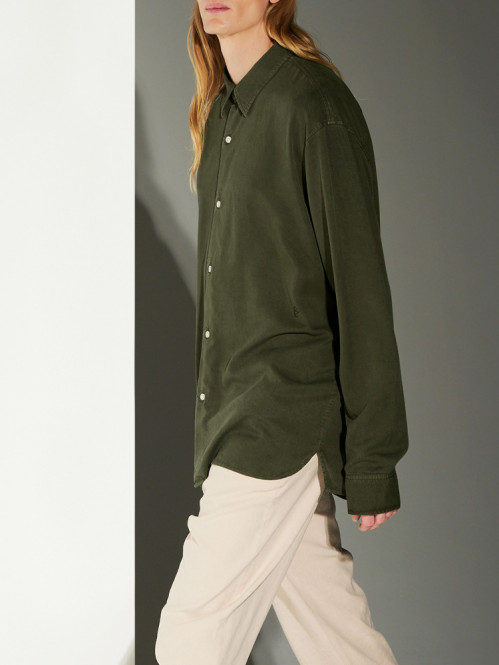 Ossian garment dyed tencel shirt shelter grn 