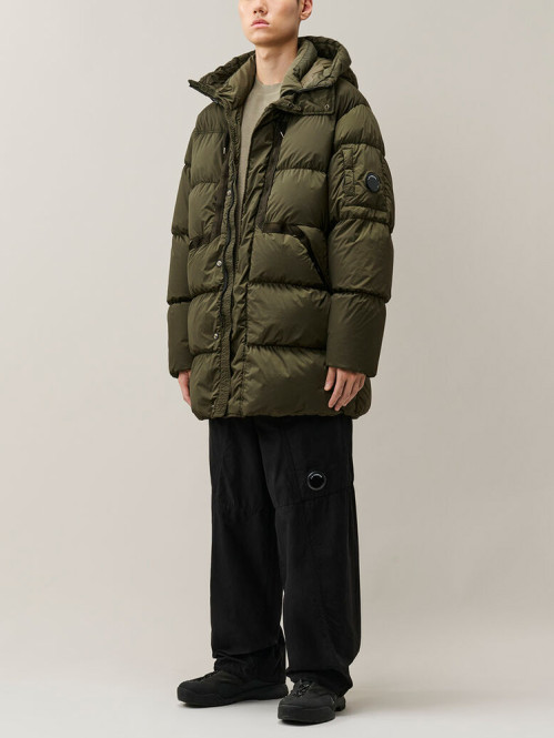 Nycra-R lens long hooded down jacket ivy green 