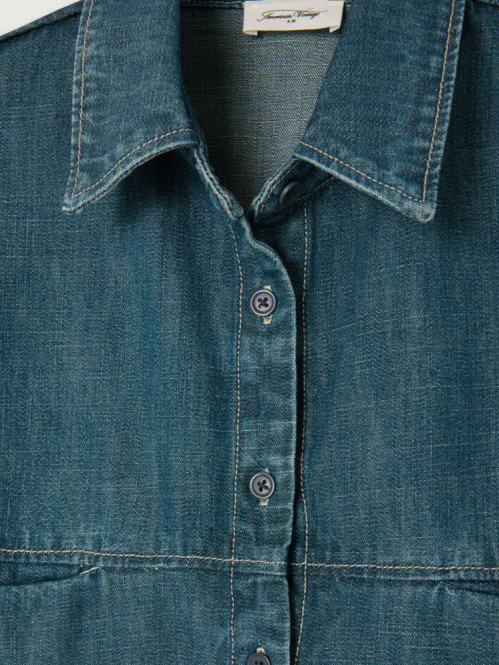 Ozy 06a denim blouse medium green XS/S