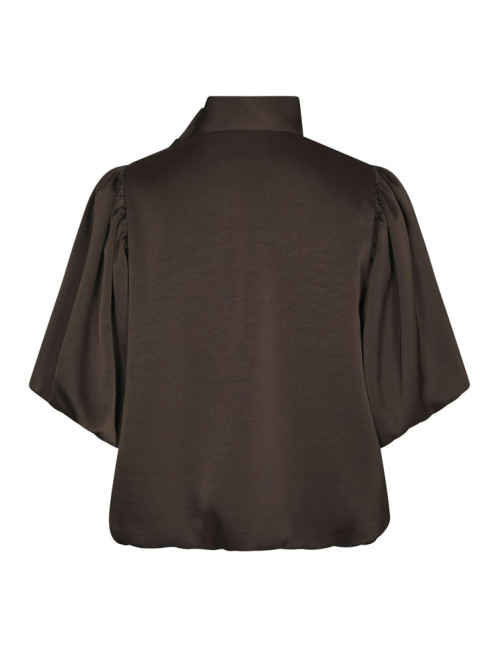 Parisa heavy sateen blouse dark brown 