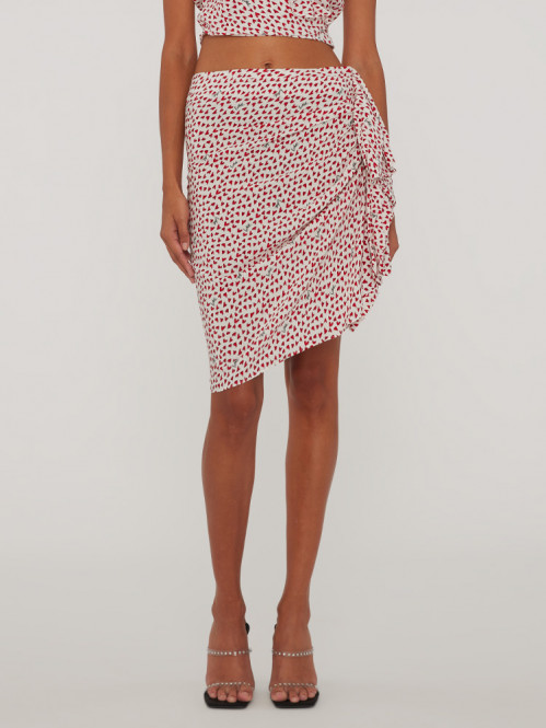 Printed mini ruffle skirt happy hearts 