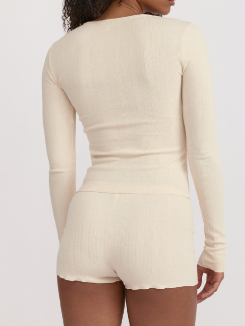 Pointelle long sleeve tee cloud 