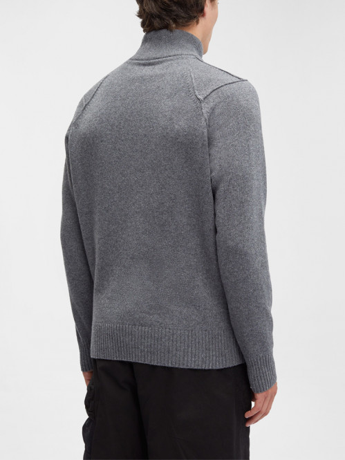 Polo collar lambswool knit tarmac gray 