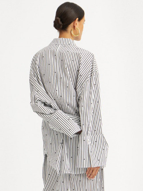 Poplin oversized shirt black comb 