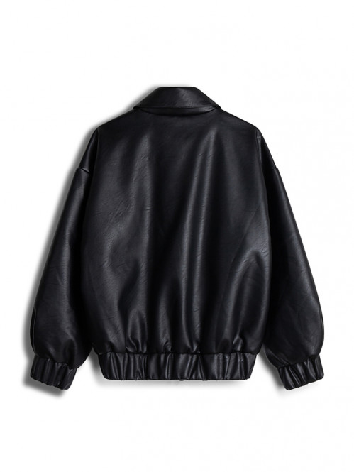 Puff paddy faux l jacket black 