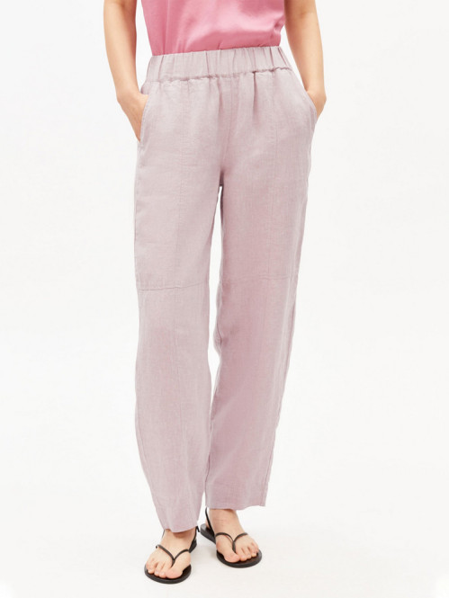 Pure linen pull on barrel pant pink mist 