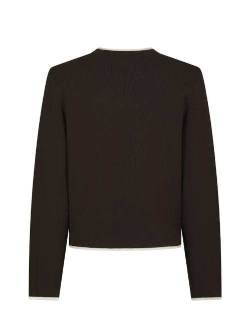 Quiana two-way zip knit jacket dk brown 