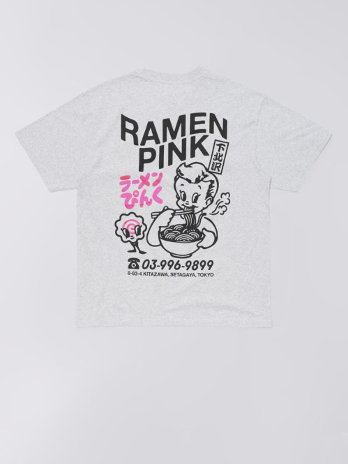 Ramen pink t-shirt grey marl 