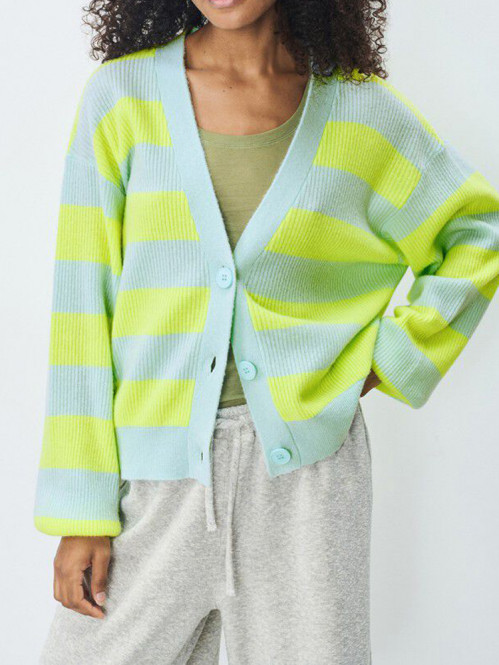 Rax 19b cardigan jaune flou raye M/L