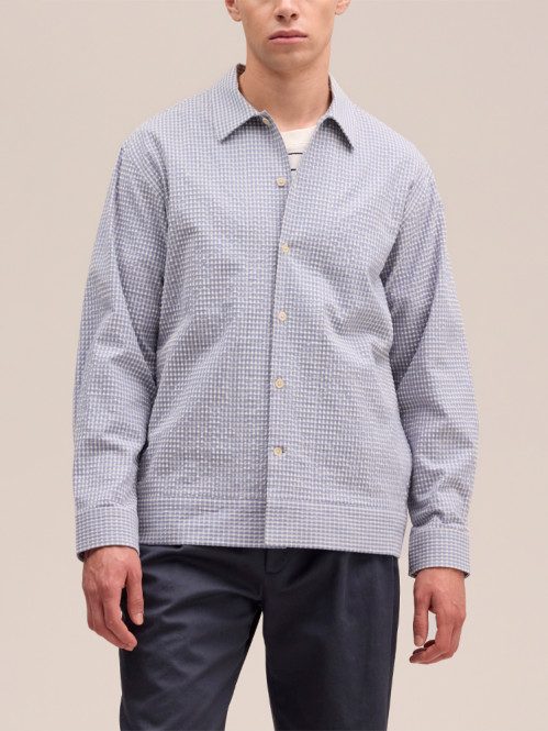 Reed seersucker hemdjacke stone blue 