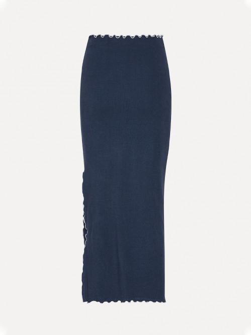 Rib long midi skirt navy blaze 