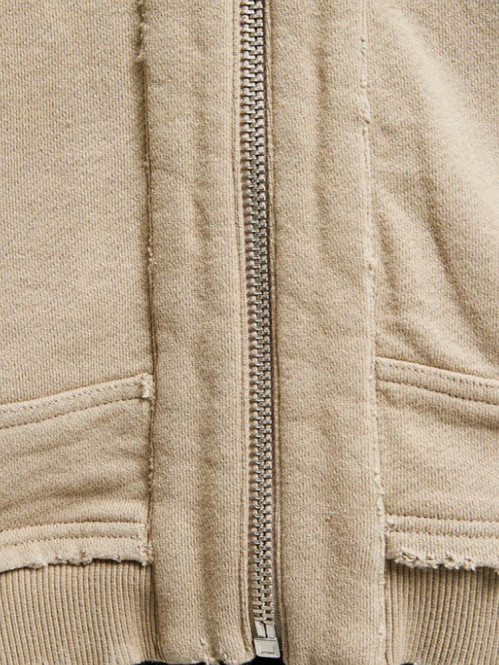 Ribbed zip hoodie taupe 