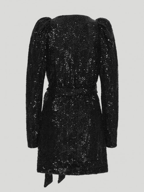 Sequins mini wrap dress black S